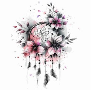 geometric-dreamcatcher – tattoo design ideas free ai generated – realism-lifelike – for-back-of-neck – Gallery: dreamcatchers-inkby-ai