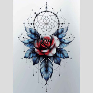 geometric-dreamcatcher – tattoo design ideas free ai generated – realism-natural-blush – for-wrist-side – Gallery: dreamcatchers-inkby-ai