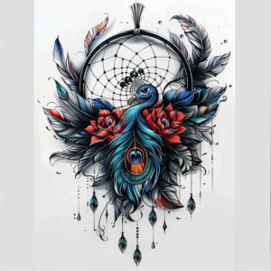 geometric-dreamcatcher – tattoo design ideas free ai generated – realism-natural-finish – for-upper-shoulder – Gallery: dreamcatchers-inkby-ai