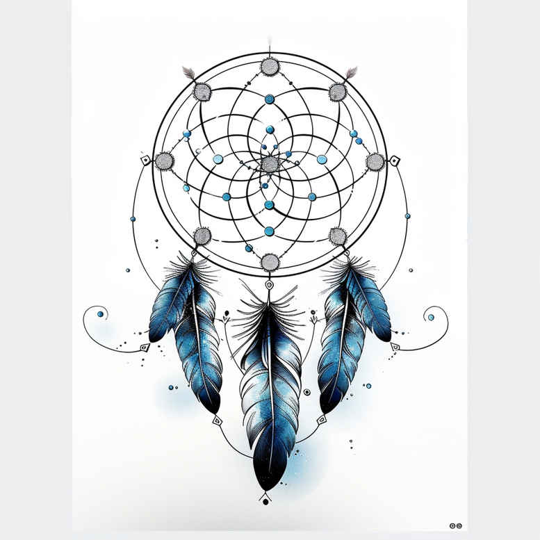 geometric-dreamcatcher – tattoo design ideas free ai generated – realism-shadow-realism – for-ankle – Gallery: dreamcatchers-inkby-ai