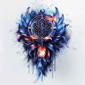 geometric-dreamcatcher-pattern – tattoo design ideas free ai generated – realism-precise-gradient – for-toe – Gallery: dreamcatchers-inkby-ai