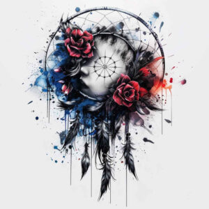 minimalist-dreamcatcher – tattoo design ideas free ai generated – neotraditional-enhanced-shading – for-hip – Gallery: dreamcatchers-inkby-ai