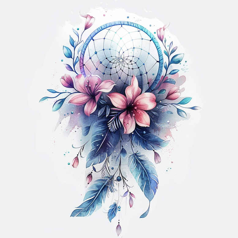 minimalist-dreamcatcher – tattoo design ideas free ai generated – realism-light-play – for-calf – Gallery: dreamcatchers-inkby-ai