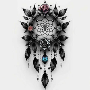 minimalist-dreamcatcher-tattoo – tattoo design ideas free ai generated – neotraditional-decorative-flourishes – for-lower-back – Gallery: dreamcatchers-inkby-ai