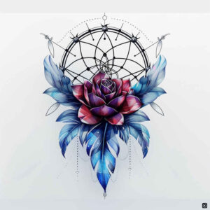 modern-dreamcatcher – tattoo design ideas free ai generated – neotraditional-modern-classic – for-lower-leg – Gallery: dreamcatchers-inkby-ai