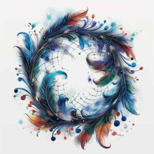 modern-dreamcatcher – tattoo design ideas free ai generated – neotraditional-vivid-detail – for-upper-shoulder – Gallery: dreamcatchers-inkby-ai