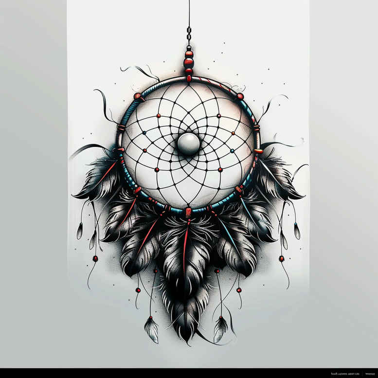 modern-dreamcatcher – tattoo design ideas free ai generated – surrealism-morphic – for-abdomen – Gallery: dreamcatchers-inkby-ai