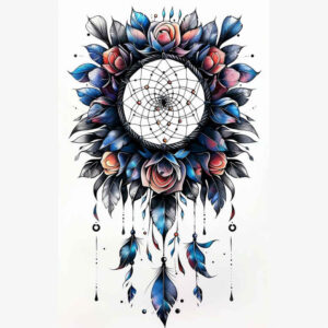 modern-dreamcatcher – tattoo design ideas free ai generated – surrealism-otherworldly – for-spine – Gallery: dreamcatchers-inkby-ai