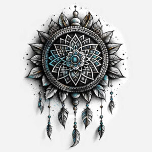 mystical-dreamcatcher – tattoo design ideas free ai generated – neotraditional-modern-classic – for-triceps – Gallery: dreamcatchers-inkby-ai