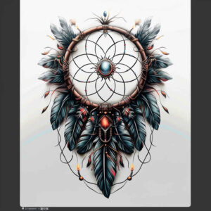 mystical-dreamcatcher – tattoo design ideas free ai generated – realism-realistic – for-behind-ear – Gallery: dreamcatchers-inkby-ai