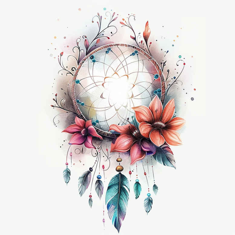mystical-dreamcatcher – tattoo design ideas free ai generated – realism-realistic-wrinkles – for-lower-arm – Gallery: dreamcatchers-inkby-ai