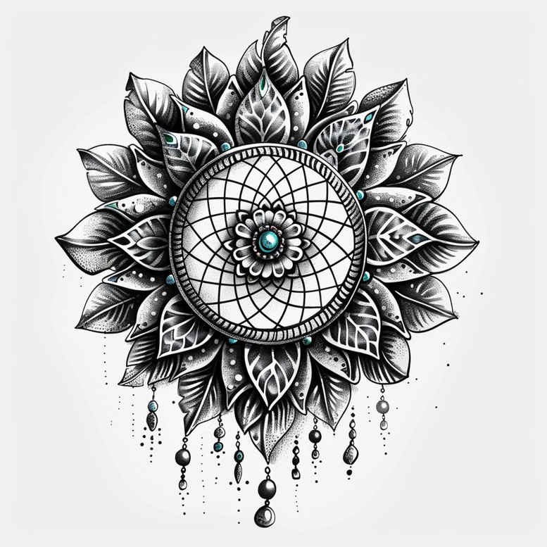 mystical-dreamcatcher – tattoo design ideas free ai generated – realism-tactile-shading – for-wrist-side – Gallery: dreamcatchers-inkby-ai
