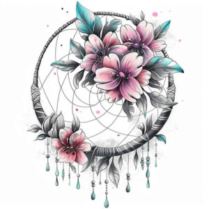 mystical-dreamcatcher – tattoo design ideas free ai generated – surrealism-hallucinatory – for-inner-arm – Gallery: dreamcatchers-inkby-ai