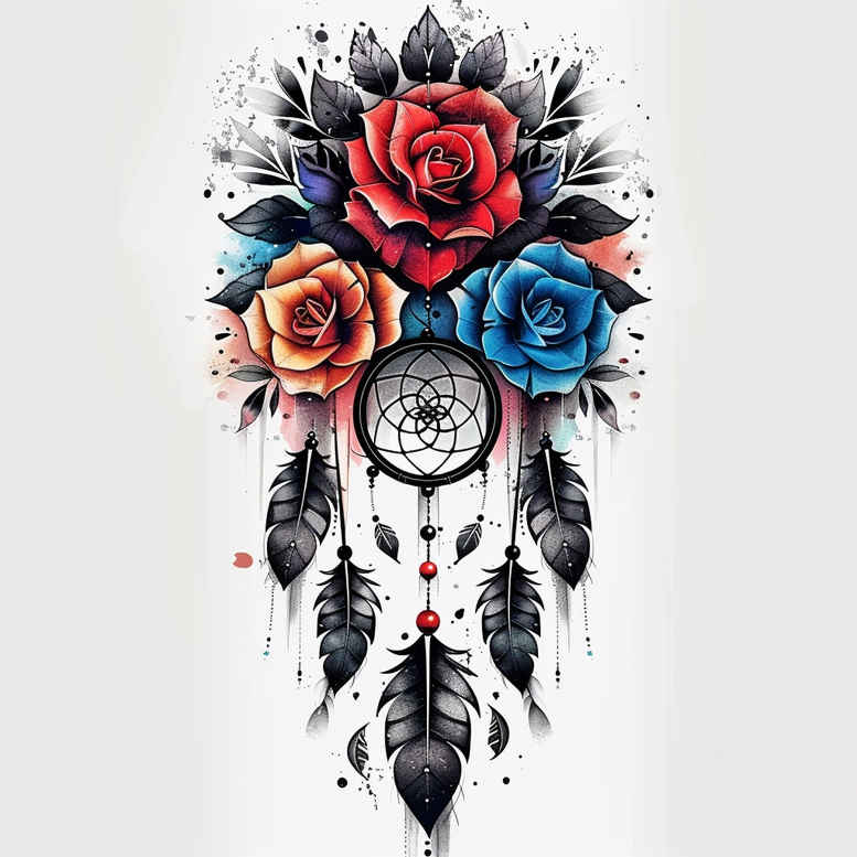 native-american-dreamcatcher – tattoo design ideas free ai generated – realism-dimensional-ink – for-neck – Gallery: dreamcatchers-inkby-ai