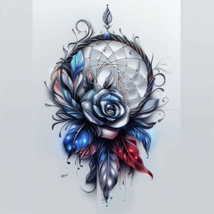 native-american-dreamcatcher – tattoo design ideas free ai generated – realism-life-like – for-upper-thigh – Gallery: dreamcatchers-inkby-ai