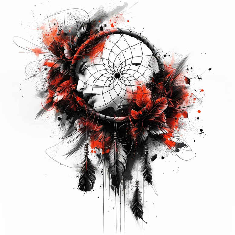 net-tattoo – tattoo design ideas free ai generated – neotraditional-dynamic-color – for-lower-arm – Gallery: dreamcatchers-inkby-ai