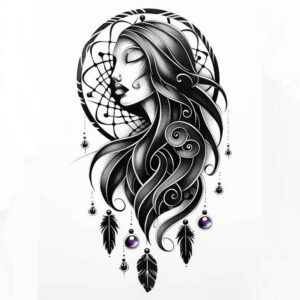 protective-tattoo – tattoo design ideas free ai generated – neotraditional-bright-color – for-spine – Gallery: dreamcatchers-inkby-ai
