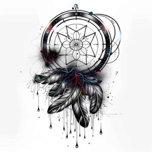 protective-tattoo – tattoo design ideas free ai generated – neotraditional-sharp-edges – for-abdomen – Gallery: dreamcatchers-inkby-ai