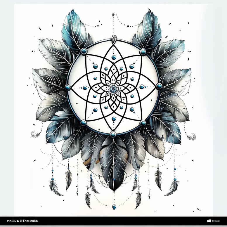 spiritual-dreamcatcher – tattoo design ideas free ai generated – neotraditional-textured-fills – for-forearm – Gallery: dreamcatchers-inkby-ai