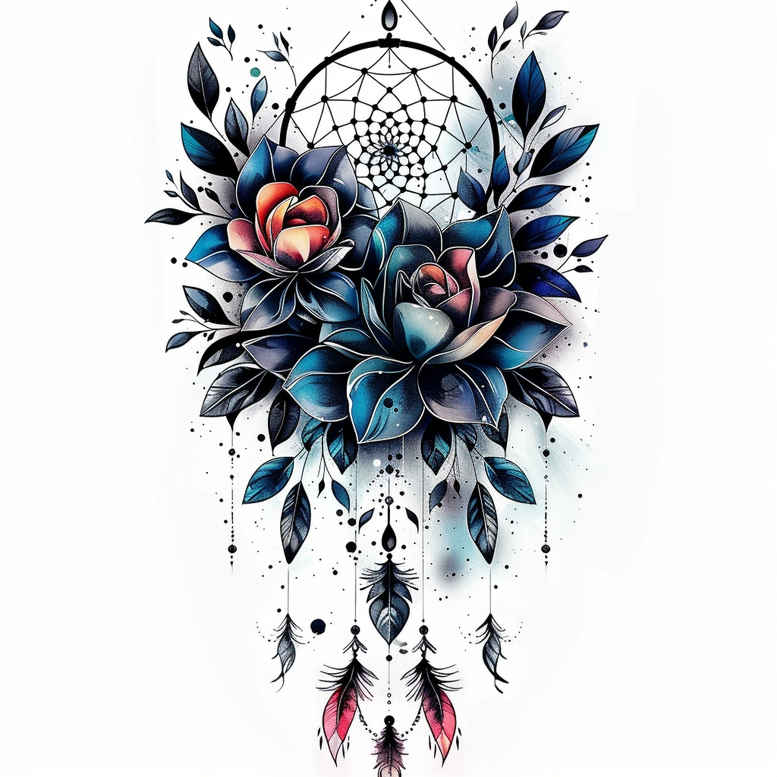 dreamcatchers tattoo design ideas crisp outline delicate curves for back of neck