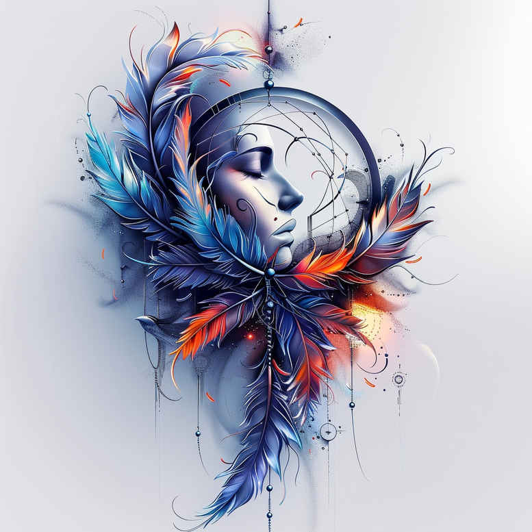 traditional-dreamcatcher – tattoo design ideas free ai generated – neotraditional-contoured-forms – for-back-shoulder – Gallery: dreamcatchers-inkby-ai