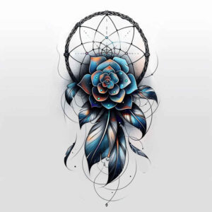 tribal-dreamcatcher – tattoo design ideas free ai generated – neotraditional-dynamic-color – for-side – Gallery: dreamcatchers-inkby-ai