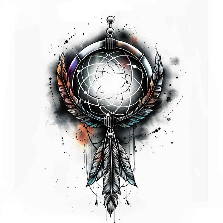 tribal-dreamcatcher – tattoo design ideas free ai generated – surrealism-ethereal-glow – for-wrist – Gallery: dreamcatchers-inkby-ai