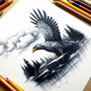 3d-effect-eagle – tattoo design ideas free ai generated – neotraditional-rich-shading – for-upper-shoulder – Gallery: eagles-inkby-ai