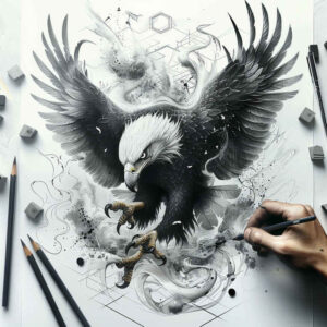 3d-effect-eagle – tattoo design ideas free ai generated – realism-depth-perception – for-lower-arm – Gallery: eagles-inkby-ai