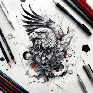 3d-effect-eagle – tattoo design ideas free ai generated – realism-smooth-gradients – for-side – Gallery: eagles-inkby-ai