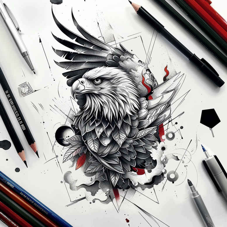 3d-effect-eagle – tattoo design ideas free ai generated – realism-smooth-gradients – for-side – Gallery: eagles-inkby-ai