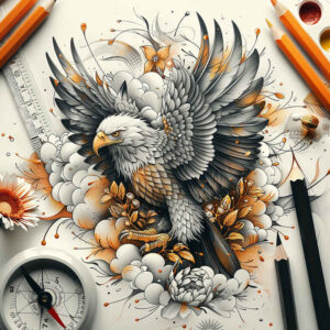 crowned-eagle – tattoo design ideas free ai generated – surrealism-abstract-forms – for-triceps – Gallery: eagles-inkby-ai