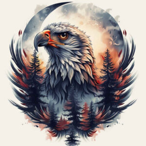 crowned-eagle – tattoo design ideas free ai generated – surrealism-enigmatic-light – for-shoulder-blade – Gallery: eagles-inkby-ai