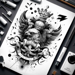 dynamic-eagle – tattoo design ideas free ai generated – neotraditional-classic-composition – for-scapula – Gallery: eagles-inkby-ai