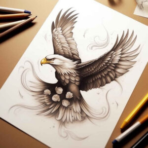 dynamic-eagle – tattoo design ideas free ai generated – realism-vivid-detail – for-lower-thigh – Gallery: eagles-inkby-ai