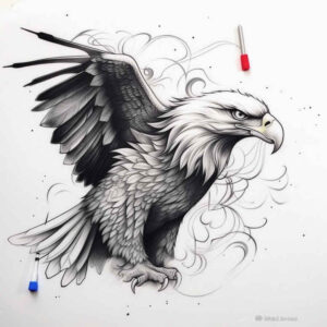 dynamic-eagle – tattoo design ideas free ai generated – surrealism-ambiguous-space – for-outer-arm – Gallery: eagles-inkby-ai