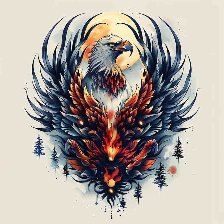 dynamic-eagle – tattoo design ideas free ai generated – surrealism-metamorphosis – for-side-torso – Gallery: eagles-inkby-ai