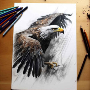 eagle-against-sky – tattoo design ideas free ai generated – realism-seamless-blend – for-shoulder – Gallery: eagles-inkby-ai