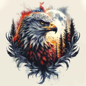 eagle-against-sky – tattoo design ideas free ai generated – realism-skin-illusion – for-hip – Gallery: eagles-inkby-ai