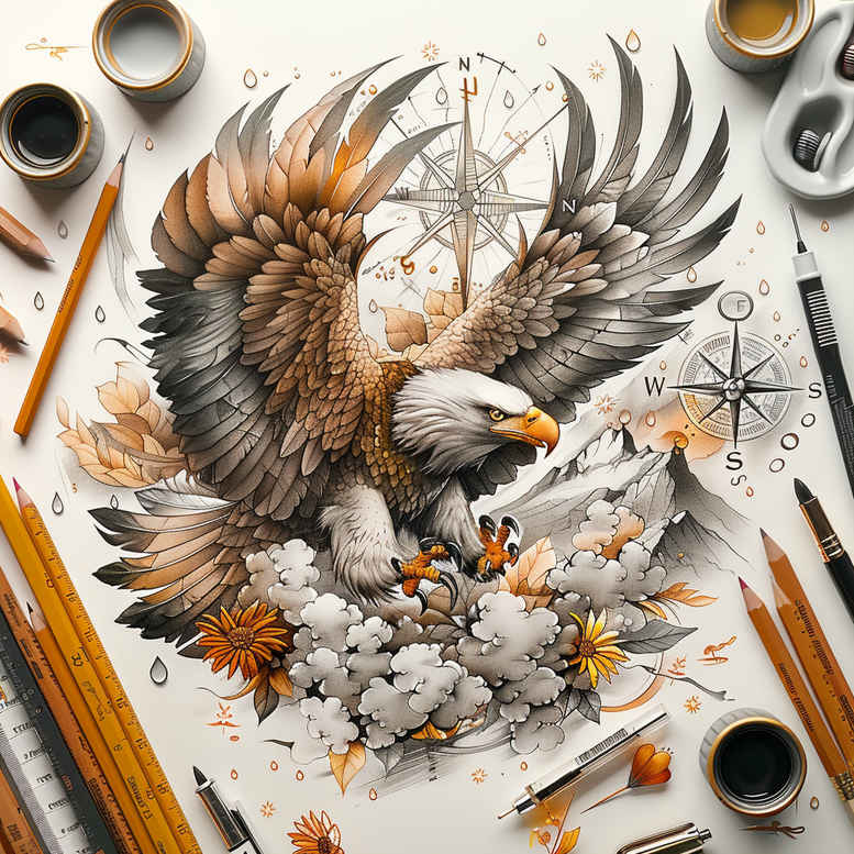 eagle-and-freedom – tattoo design ideas free ai generated – neotraditional-bold-texture – for-forearm – Gallery: eagles-inkby-ai