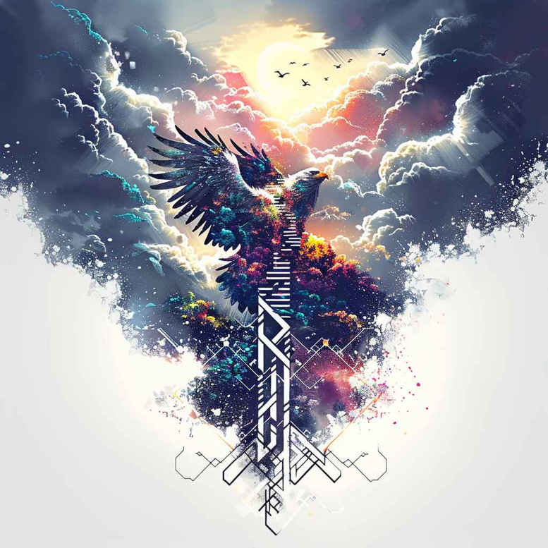 eagle-and-freedom – tattoo design ideas free ai generated – neotraditional-refined-lines – for-abdomen – Gallery: eagles-inkby-ai