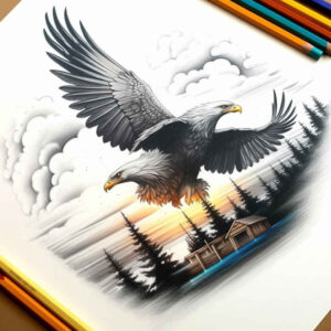 eagle-and-shadow – tattoo design ideas free ai generated – neotraditional-defined-outlines – for-toe – Gallery: eagles-inkby-ai