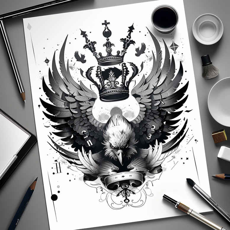 eagle-and-shadow – tattoo design ideas free ai generated – neotraditional-rich-shading – for-triceps – Gallery: eagles-inkby-ai