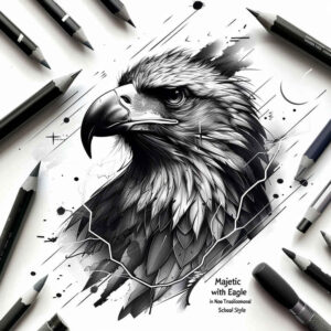 eagle-and-shadow – tattoo design ideas free ai generated – realism-subtle-gradients – for-collarbone – Gallery: eagles-inkby-ai