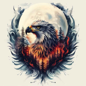 eagle-head-turned – tattoo design ideas free ai generated – neotraditional-contoured-forms – for-forearm – Gallery: eagles-inkby-ai