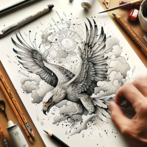 eagle-in-air – tattoo design ideas free ai generated – realism-ultra-detailed – for-shoulder – Gallery: eagles-inkby-ai