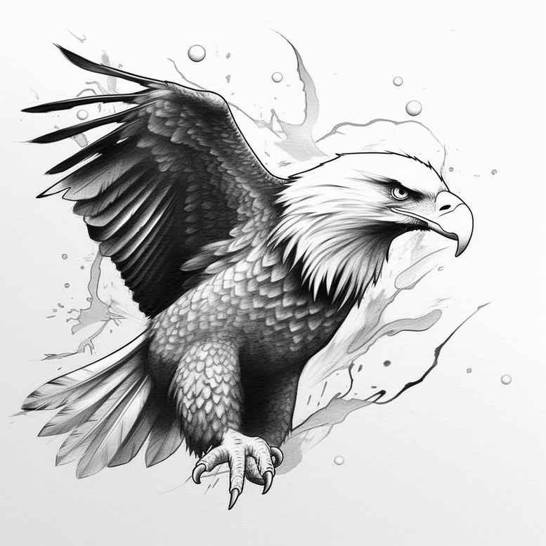 eagle-in-clouds – tattoo design ideas free ai generated – realism-realistic-contrast – for-knee – Gallery: eagles-inkby-ai