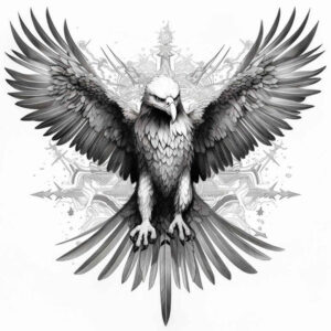 eagle-in-flight – tattoo design ideas free ai generated – surrealism-phantom – for-scapula – Gallery: eagles-inkby-ai