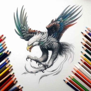 eagle-in-motion – tattoo design ideas free ai generated – realism-natural-contours – for-behind-ear – Gallery: eagles-inkby-ai