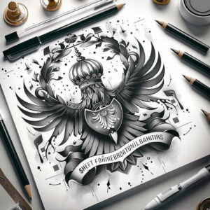 eagle-ornament – tattoo design ideas free ai generated – neotraditional-artistic-contrast – for-hip – Gallery: eagles-inkby-ai